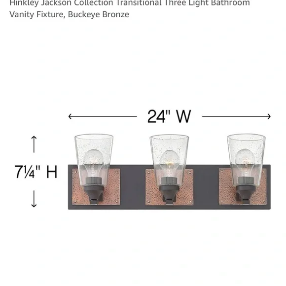 NIB Hinkley Jackson Transitional 3 Light Bathroom Vanity Fixture, Buckeye Bronze - Picture 3 of 10
